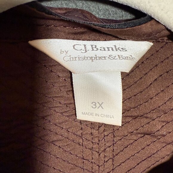 C.J. Bank by Christopher & Banks 100% Leather Full Zip Jacket Womens 3X Brown St - Picture 2 of 9
